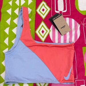 Nike Pink and Blue Asymmetrical Sports Bra